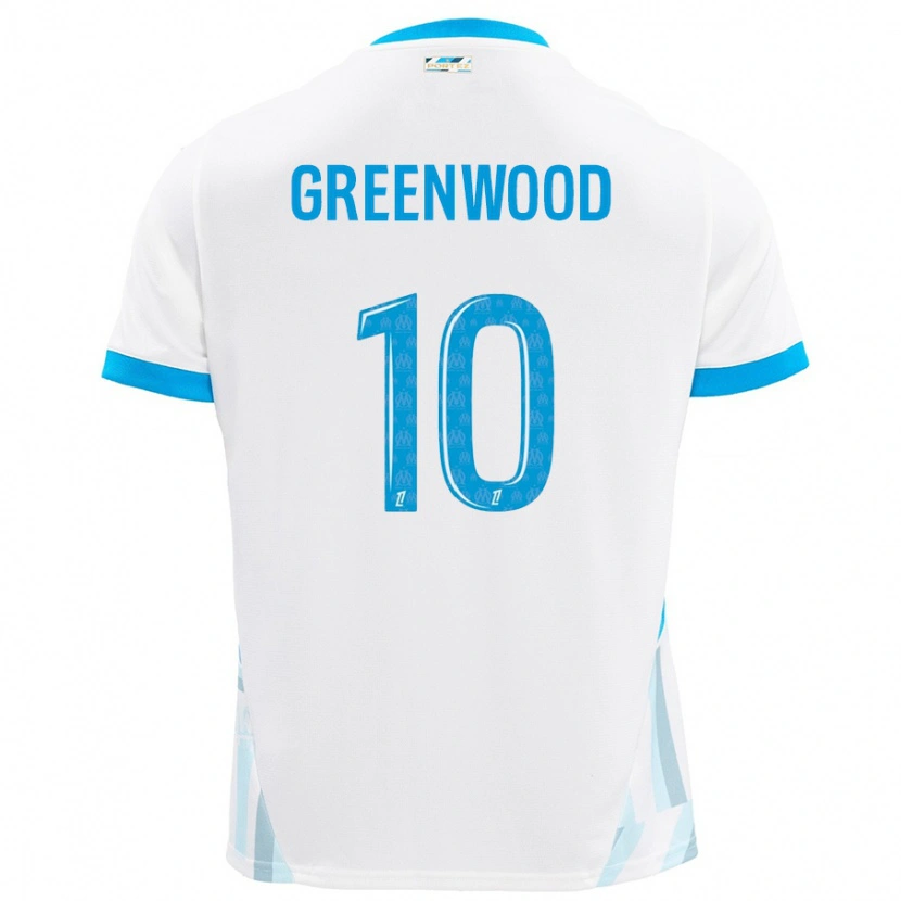 Danxen Barn Mason Greenwood #10 Vit Himmelsblå Hemmatröja Matchtröjor 2024/25 Tröjor T-Tröja