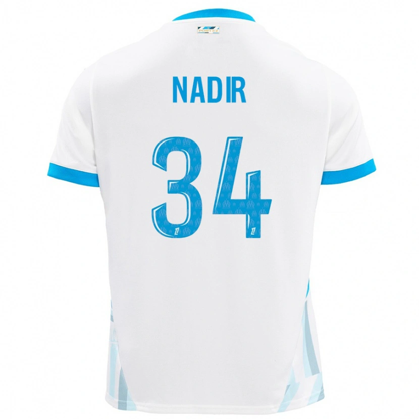 Danxen Barn Bilal Nadir #34 Vit Himmelsblå Hemmatröja Matchtröjor 2024/25 Tröjor T-Tröja