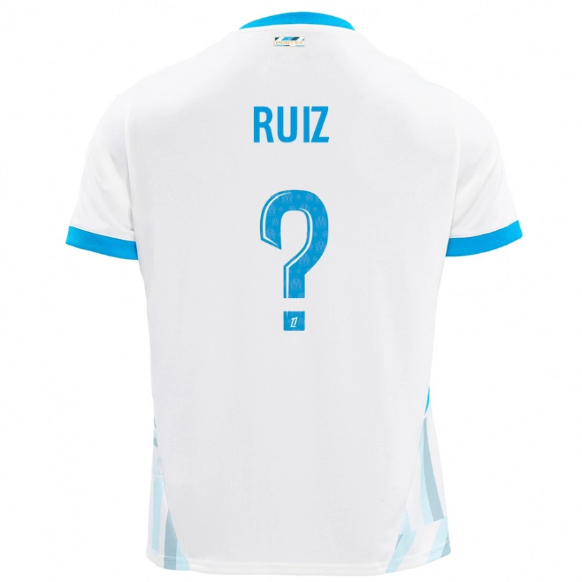 Danxen Barn Pedro Ruiz #0 Vit Himmelsblå Hemmatröja Matchtröjor 2024/25 Tröjor T-Tröja