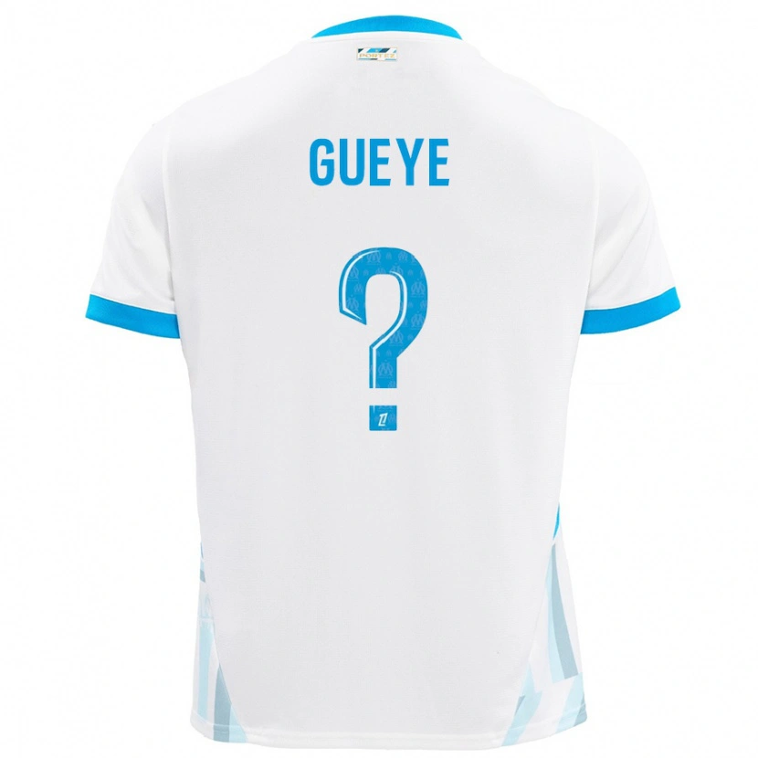Danxen Barn Daouda Gueye #0 Vit Himmelsblå Hemmatröja Matchtröjor 2024/25 Tröjor T-Tröja