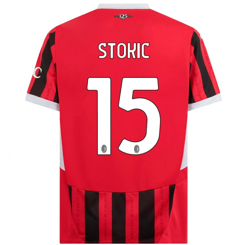 Danxen Barn Sara Stokić #15 Röd Svart Hemmatröja Matchtröjor 2024/25 Tröjor T-Tröja