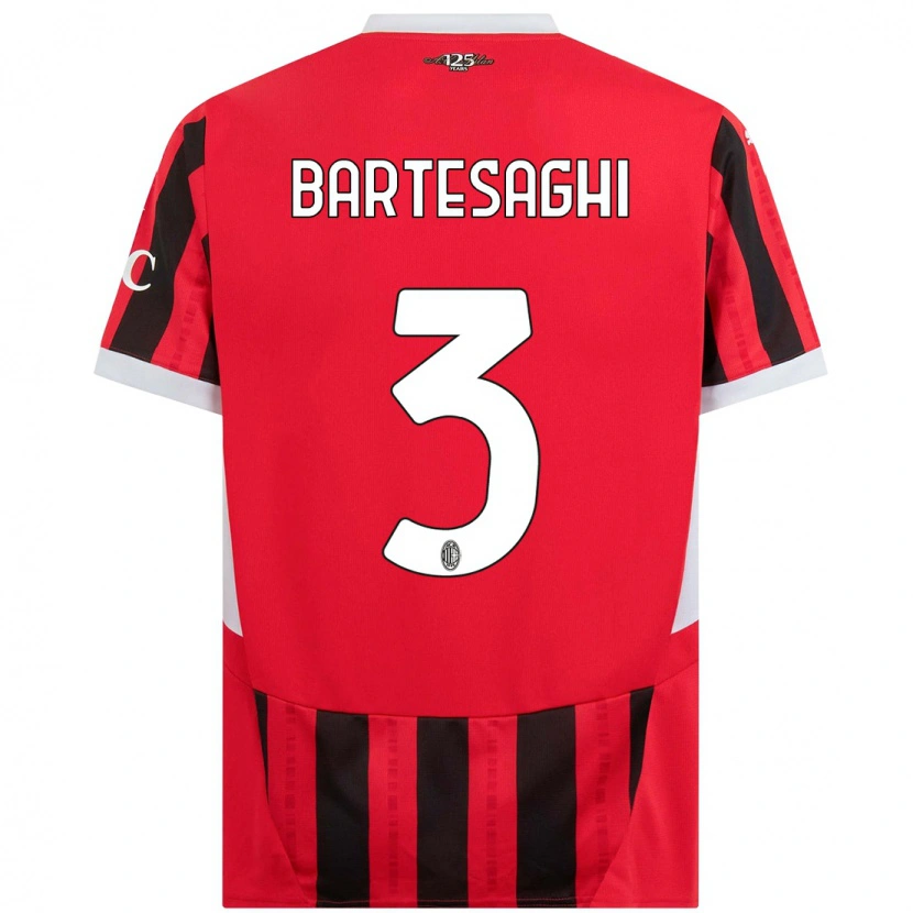 Danxen Barn Davide Bartesaghi #3 Röd Svart Hemmatröja Matchtröjor 2024/25 Tröjor T-Tröja