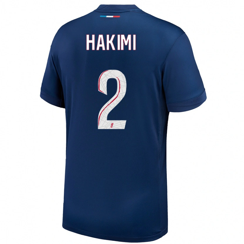 Danxen Barn Achraf Hakimi #2 Marinblå Vit Hemmatröja Matchtröjor 2024/25 Tröjor T-Tröja