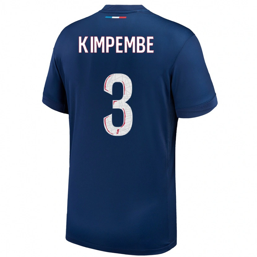 Danxen Barn Presnel Kimpembe #3 Marinblå Vit Hemmatröja Matchtröjor 2024/25 Tröjor T-Tröja