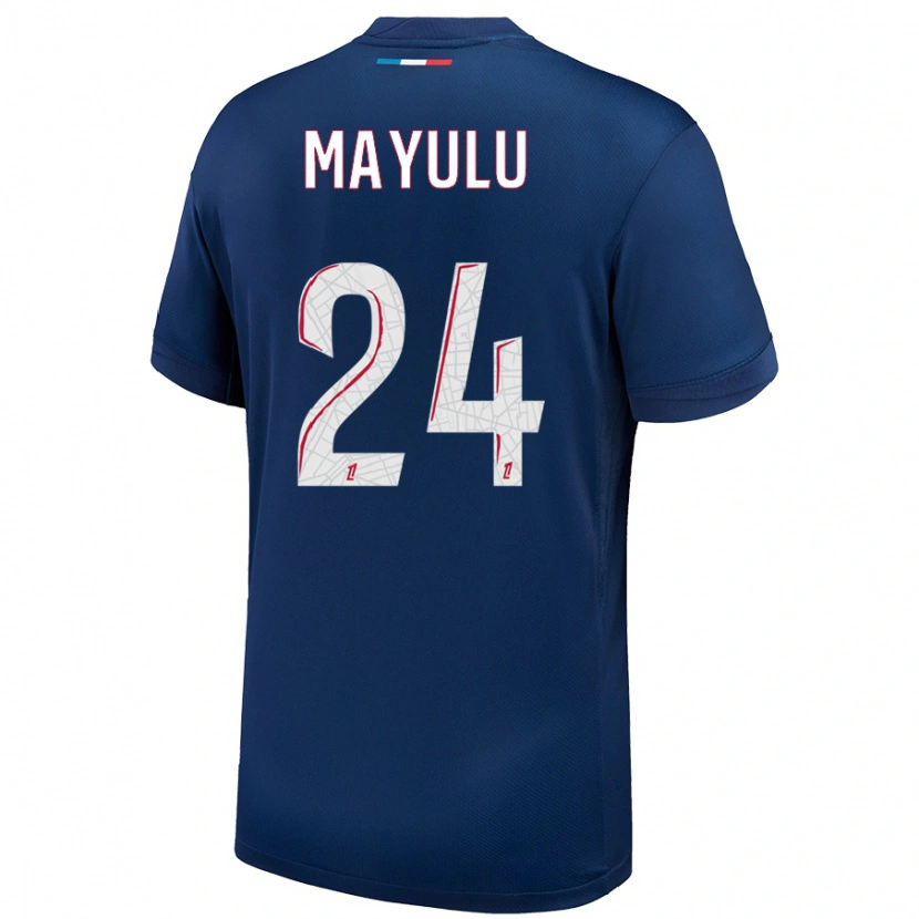 Danxen Barn Senny Mayulu #24 Marinblå Vit Hemmatröja Matchtröjor 2024/25 Tröjor T-Tröja