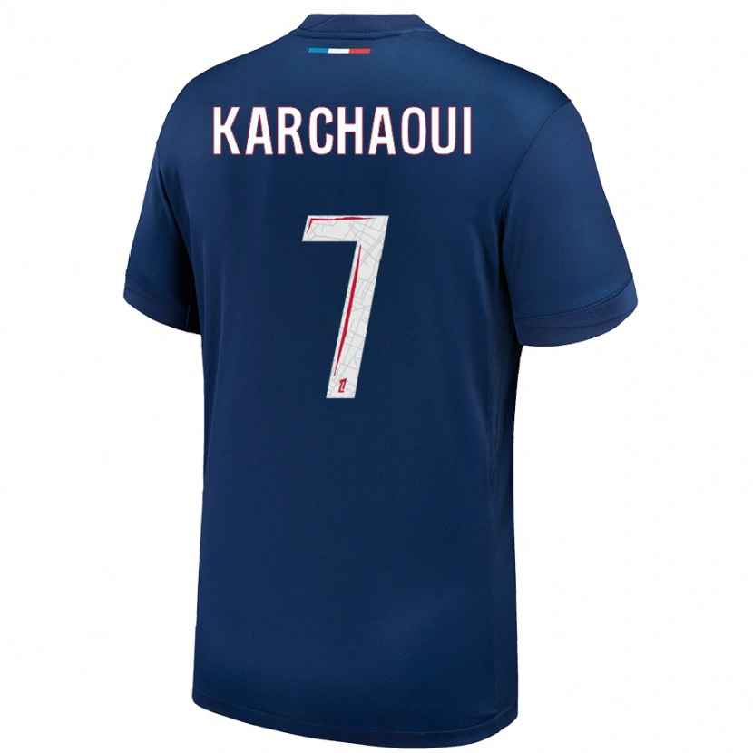 Danxen Barn Sakina Karchaoui #7 Marinblå Vit Hemmatröja Matchtröjor 2024/25 Tröjor T-Tröja