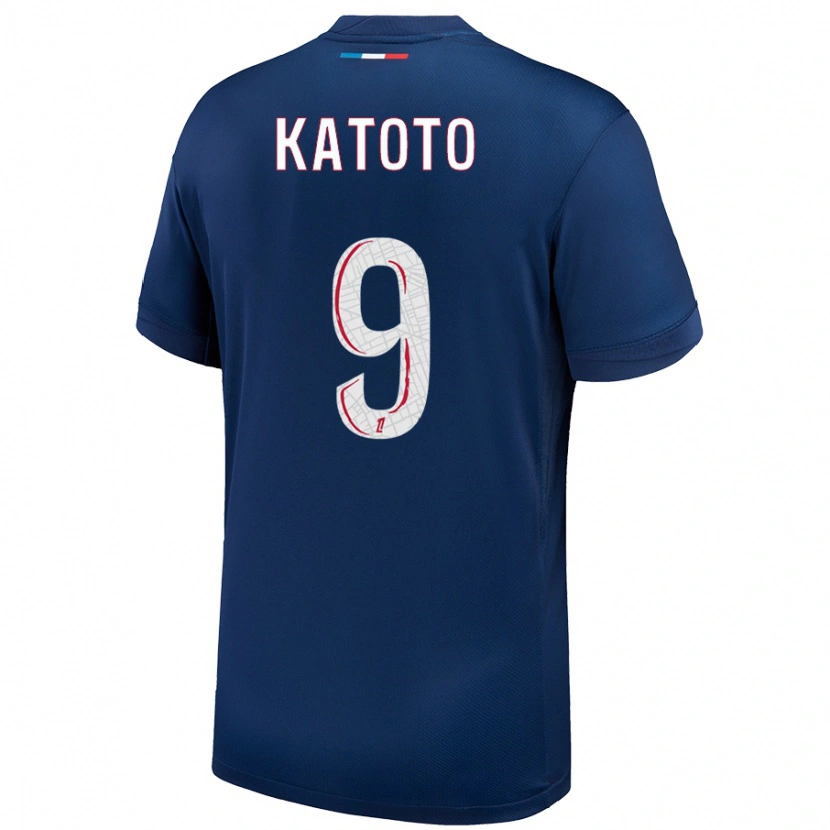 Danxen Barn Marie-Antoinette Katoto #9 Marinblå Vit Hemmatröja Matchtröjor 2024/25 Tröjor T-Tröja