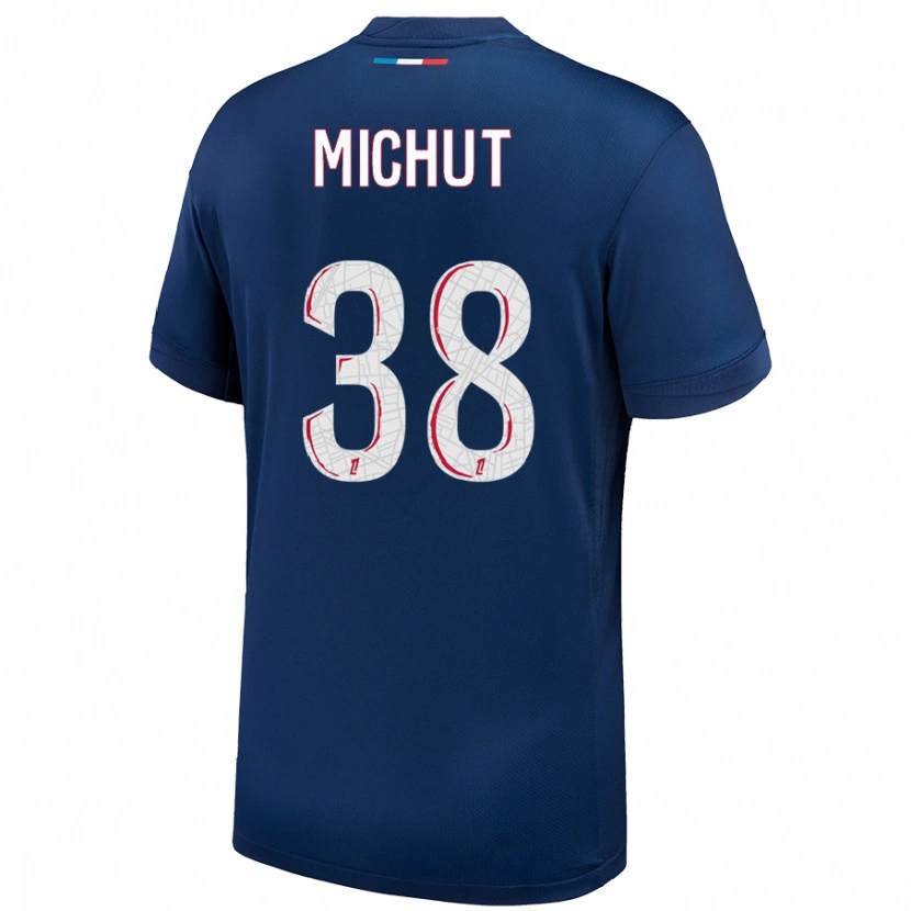 Danxen Barn Edouard Michut #38 Marinblå Vit Hemmatröja Matchtröjor 2024/25 Tröjor T-Tröja