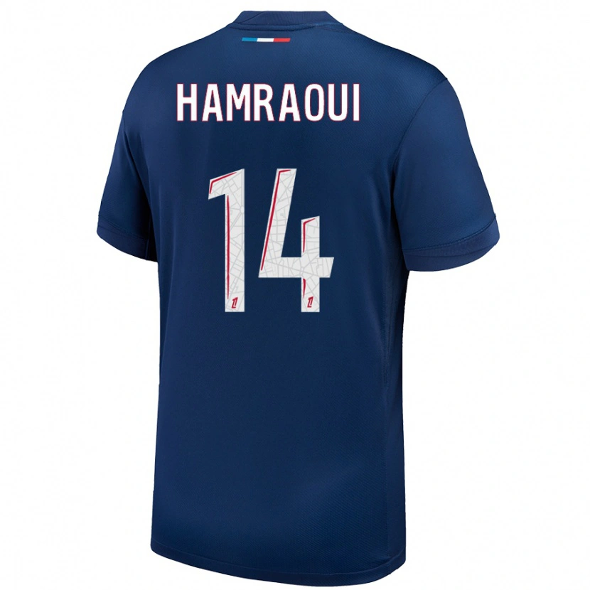 Danxen Barn Kheira Hamraoui #14 Marinblå Vit Hemmatröja Matchtröjor 2024/25 Tröjor T-Tröja