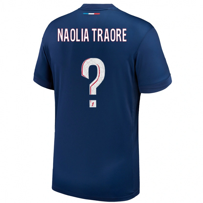 Danxen Barn Naolia Traore #0 Marinblå Vit Hemmatröja Matchtröjor 2024/25 Tröjor T-Tröja