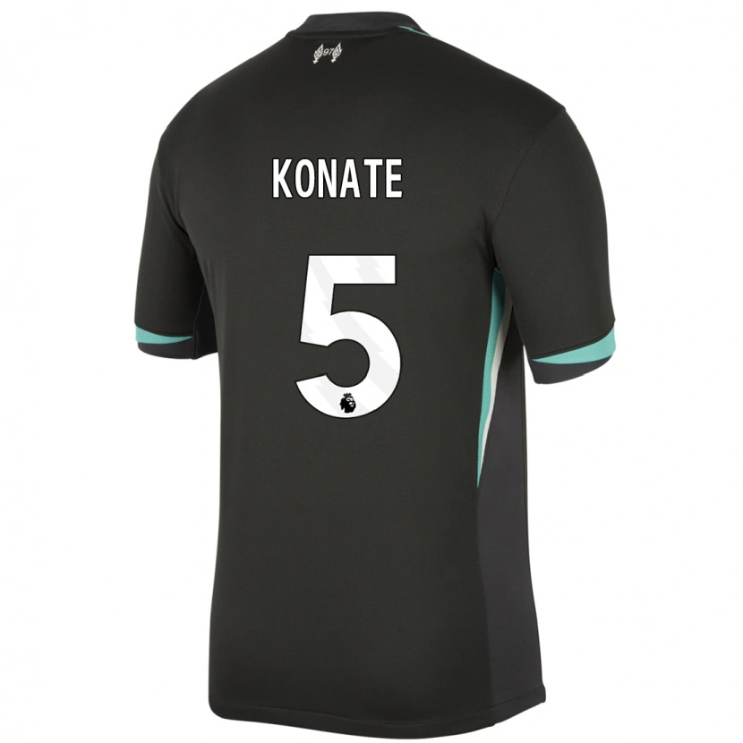 Danxen Barn Ibrahima Konaté #5 Svart Antracit Vit Bortatröja Matchtröjor 2024/25 Tröjor T-Tröja