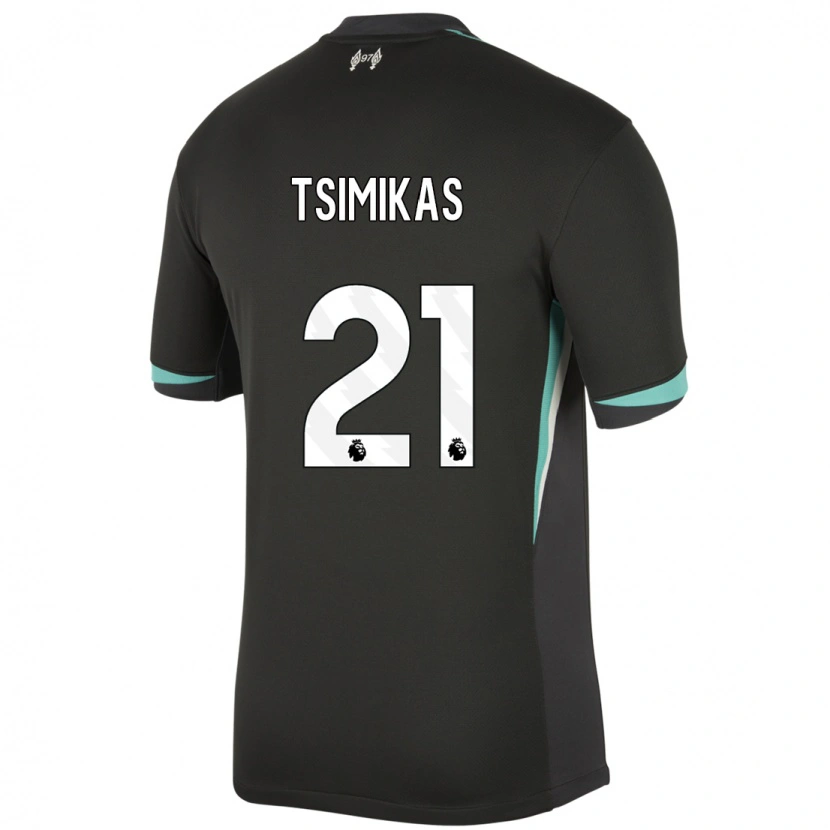 Danxen Barn Konstantinos Tsimikas #21 Svart Antracit Vit Bortatröja Matchtröjor 2024/25 Tröjor T-Tröja