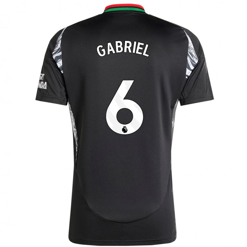 Danxen Barn Gabriel Magalhães #6 Svart Bortatröja Matchtröjor 2024/25 Tröjor T-Tröja