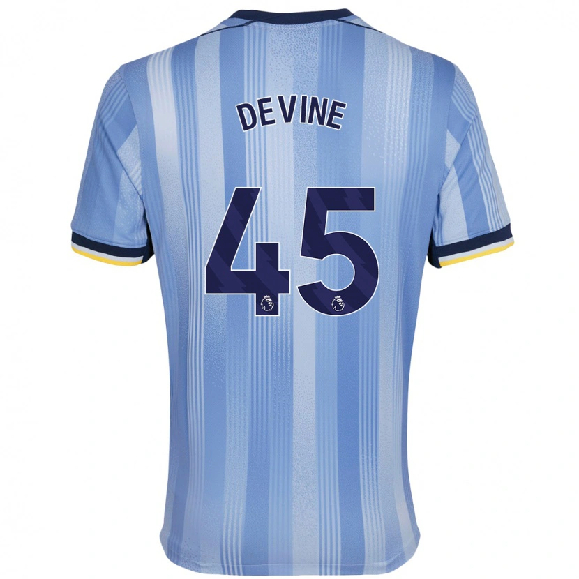 Danxen Barn Alfie Devine #45 Ljusblå Bortatröja Matchtröjor 2024/25 Tröjor T-Tröja