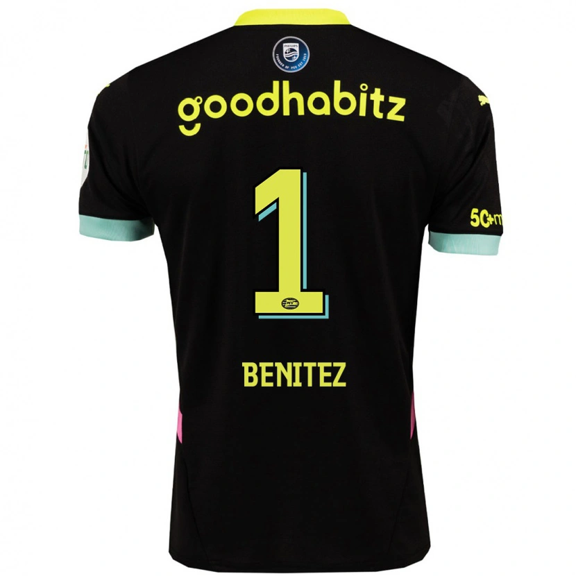 Danxen Barn Walter Benítez #1 Svart Gul Bortatröja Matchtröjor 2024/25 Tröjor T-Tröja