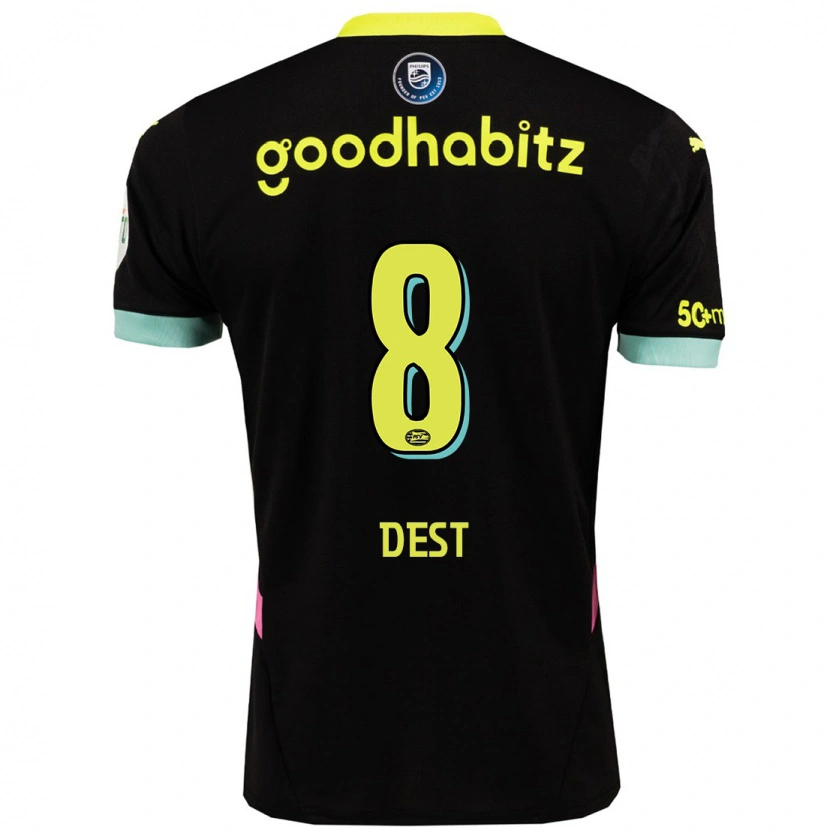 Danxen Barn Sergiño Dest #8 Svart Gul Bortatröja Matchtröjor 2024/25 Tröjor T-Tröja