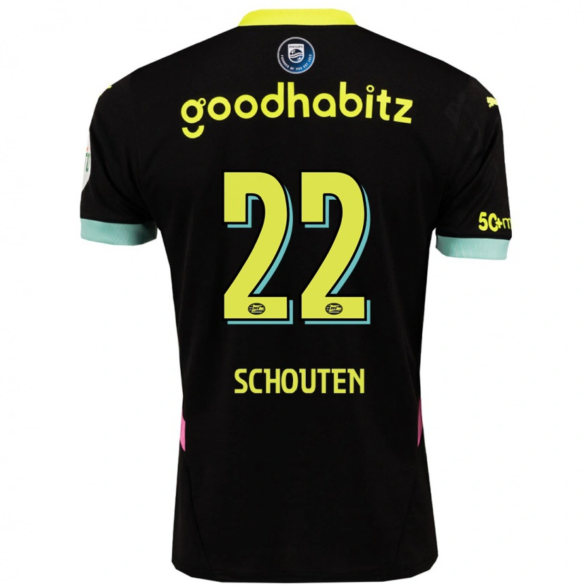 Danxen Barn Jerdy Schouten #22 Svart Gul Bortatröja Matchtröjor 2024/25 Tröjor T-Tröja