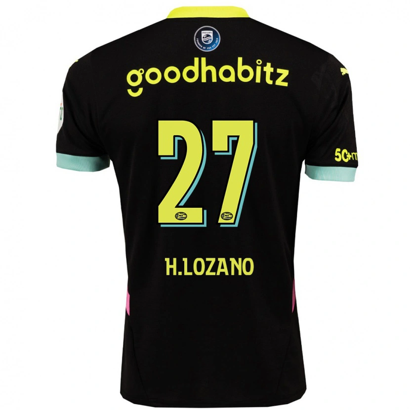 Danxen Barn Hirving Lozano #27 Svart Gul Bortatröja Matchtröjor 2024/25 Tröjor T-Tröja