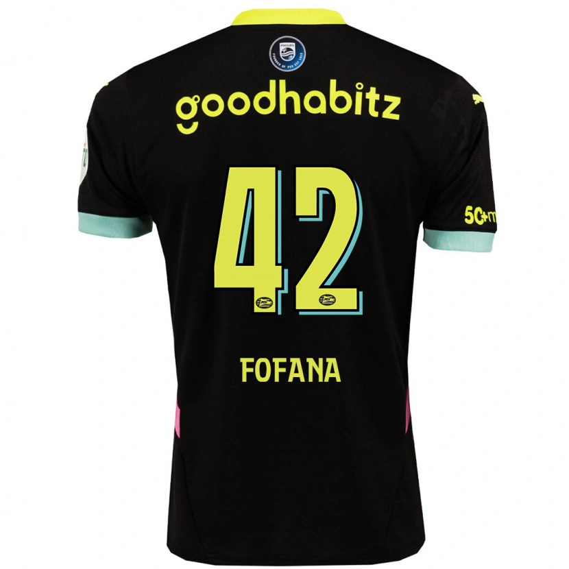 Danxen Barn Fodé Fofana #42 Svart Gul Bortatröja Matchtröjor 2024/25 Tröjor T-Tröja