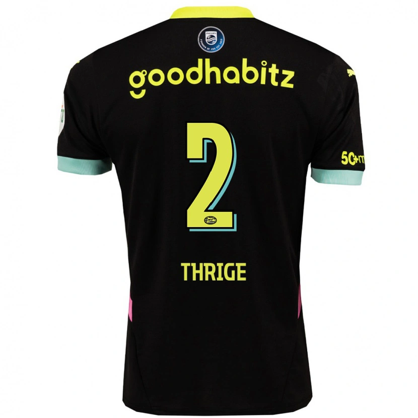 Danxen Barn Sara Thrige #2 Svart Gul Bortatröja Matchtröjor 2024/25 Tröjor T-Tröja