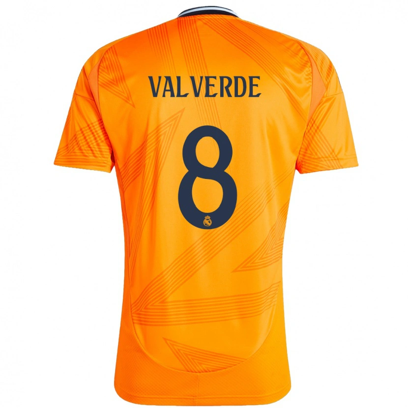 Danxen Barn Federico Valverde #8 Orange Bortatröja Matchtröjor 2024/25 Tröjor T-Tröja