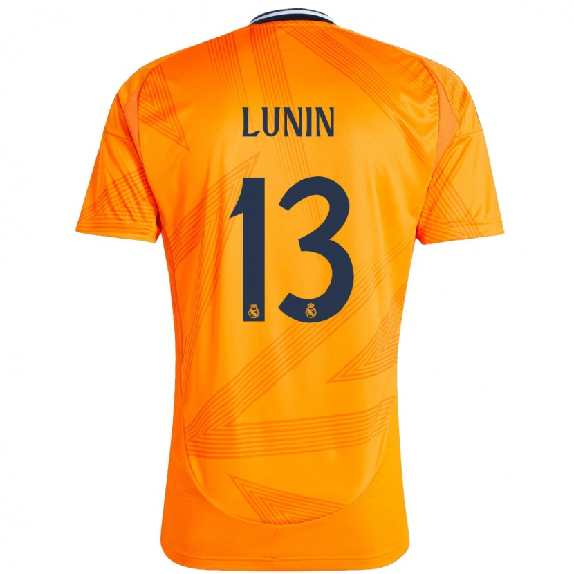 Danxen Barn Andriy Lunin #13 Orange Bortatröja Matchtröjor 2024/25 Tröjor T-Tröja