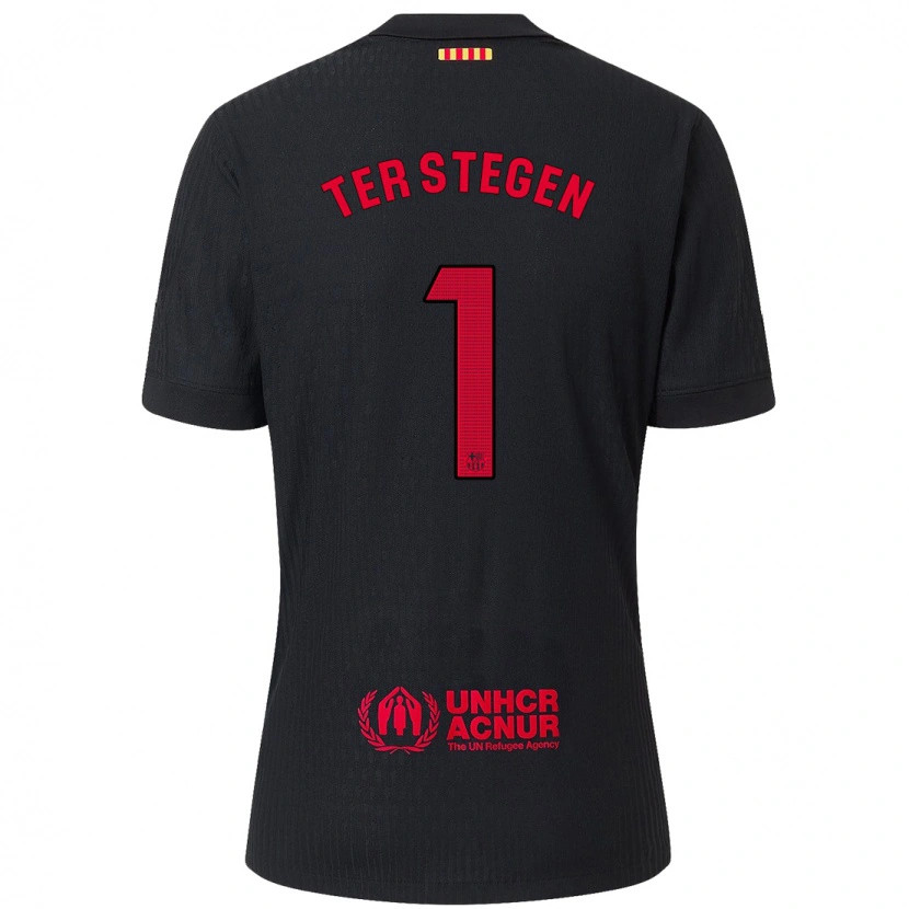 Danxen Barn Marc-André Ter Stegen #1 Svart Röd Bortatröja Matchtröjor 2024/25 Tröjor T-Tröja