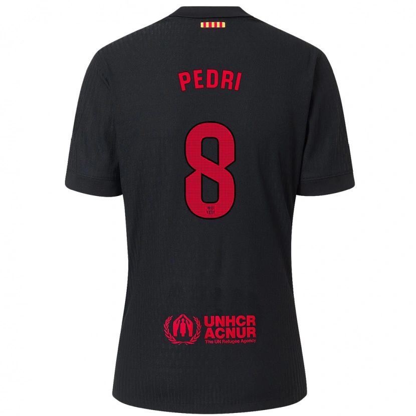 Danxen Barn Pedri #8 Svart Röd Bortatröja Matchtröjor 2024/25 Tröjor T-Tröja
