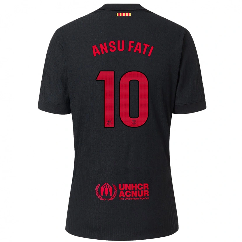 Danxen Barn Ansu Fati #10 Svart Röd Bortatröja Matchtröjor 2024/25 Tröjor T-Tröja