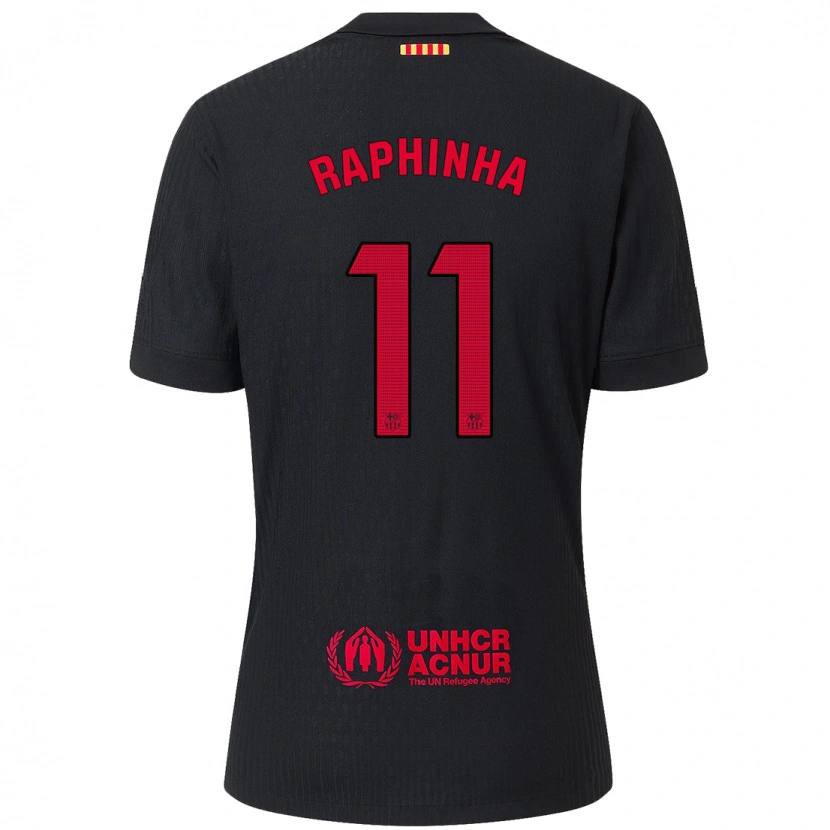Danxen Barn Raphinha #11 Svart Röd Bortatröja Matchtröjor 2024/25 Tröjor T-Tröja