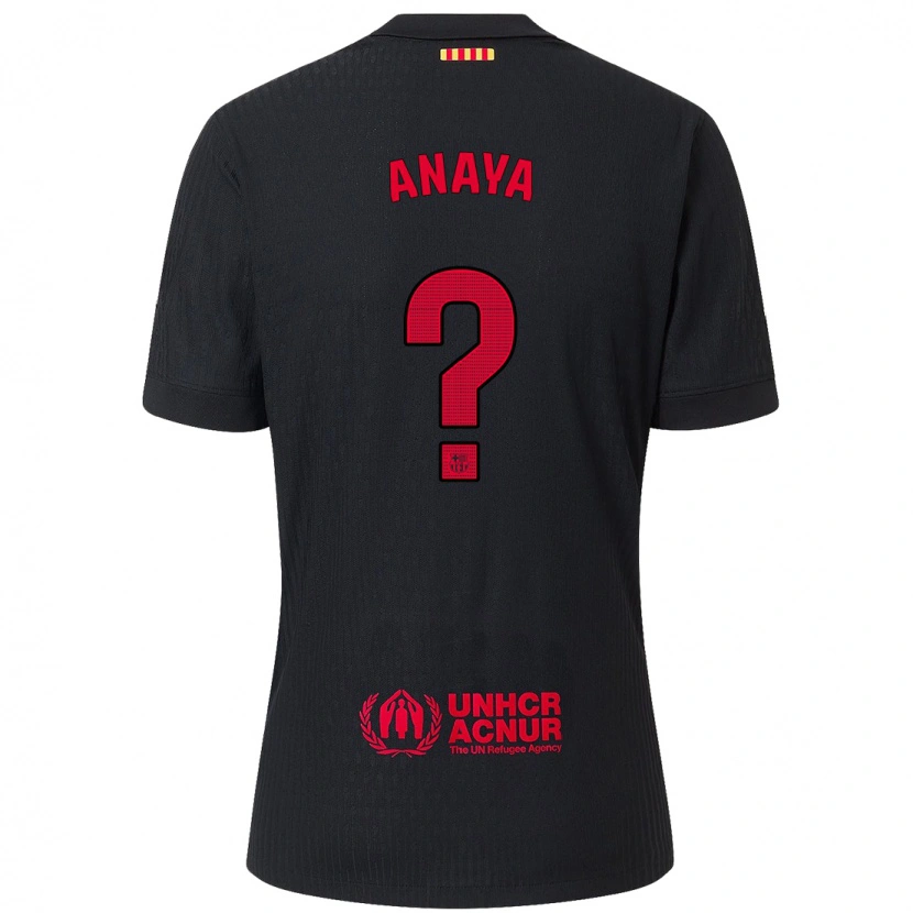 Danxen Barn Joan Anaya #0 Svart Röd Bortatröja Matchtröjor 2024/25 Tröjor T-Tröja