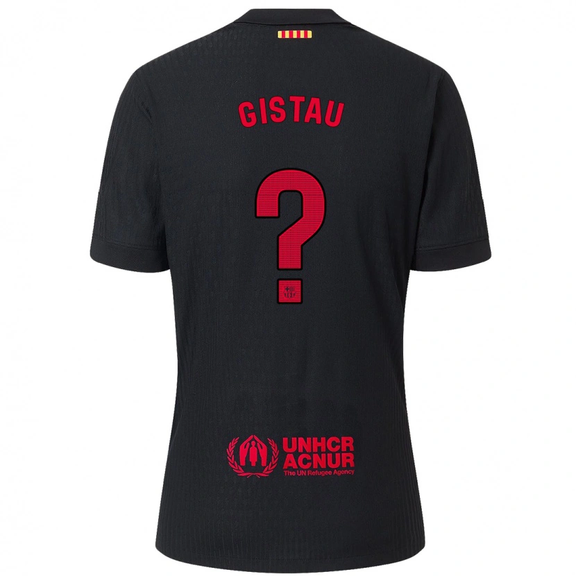 Danxen Barn Òscar Gistau #0 Svart Röd Bortatröja Matchtröjor 2024/25 Tröjor T-Tröja