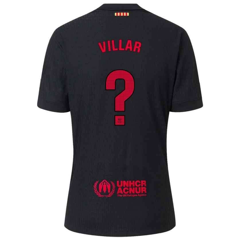 Danxen Barn Pedro Villar #0 Svart Röd Bortatröja Matchtröjor 2024/25 Tröjor T-Tröja