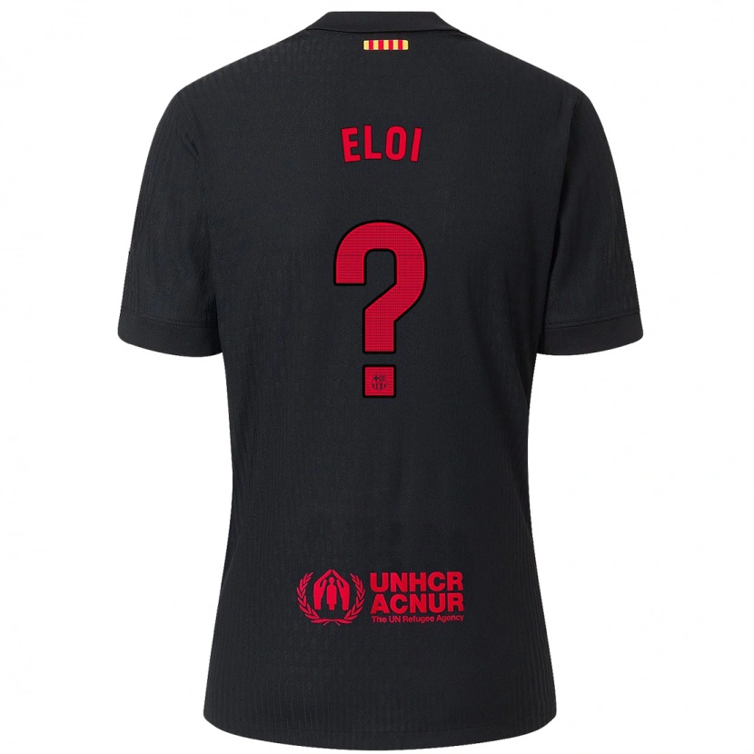 Danxen Barn Eloi Gómez #0 Svart Röd Bortatröja Matchtröjor 2024/25 Tröjor T-Tröja