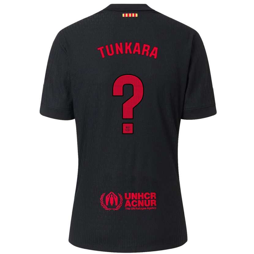 Danxen Barn Ebrima Tunkara #0 Svart Röd Bortatröja Matchtröjor 2024/25 Tröjor T-Tröja