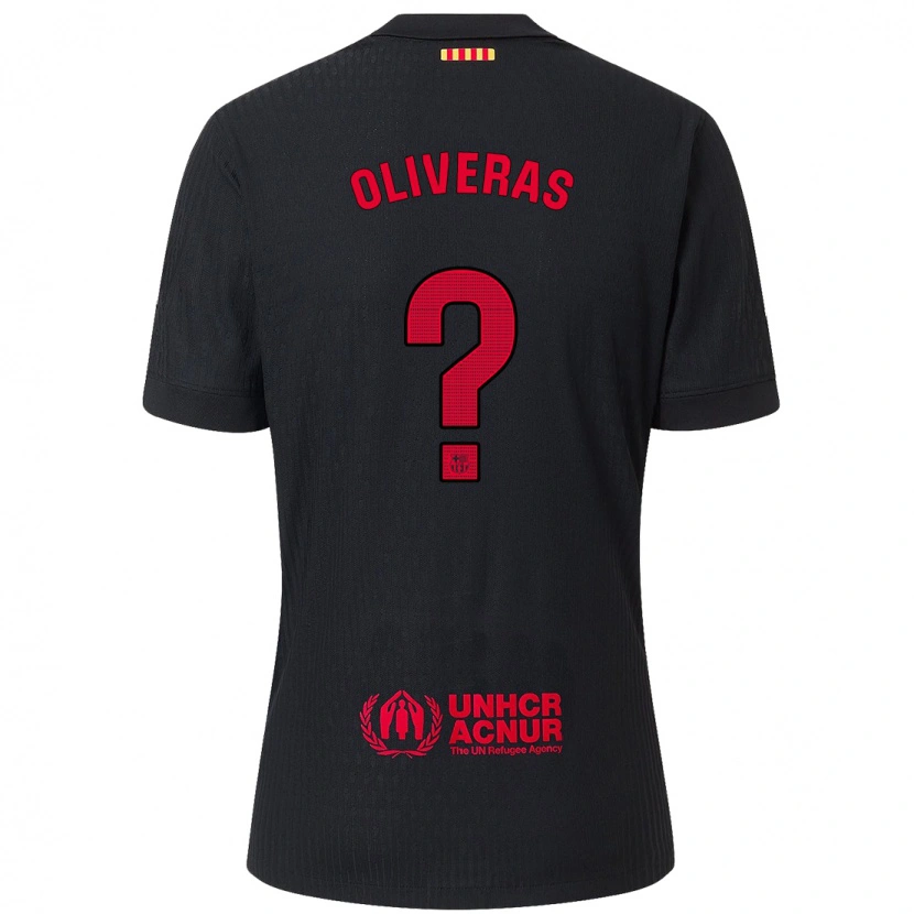 Danxen Barn Robert Oliveras #0 Svart Röd Bortatröja Matchtröjor 2024/25 Tröjor T-Tröja