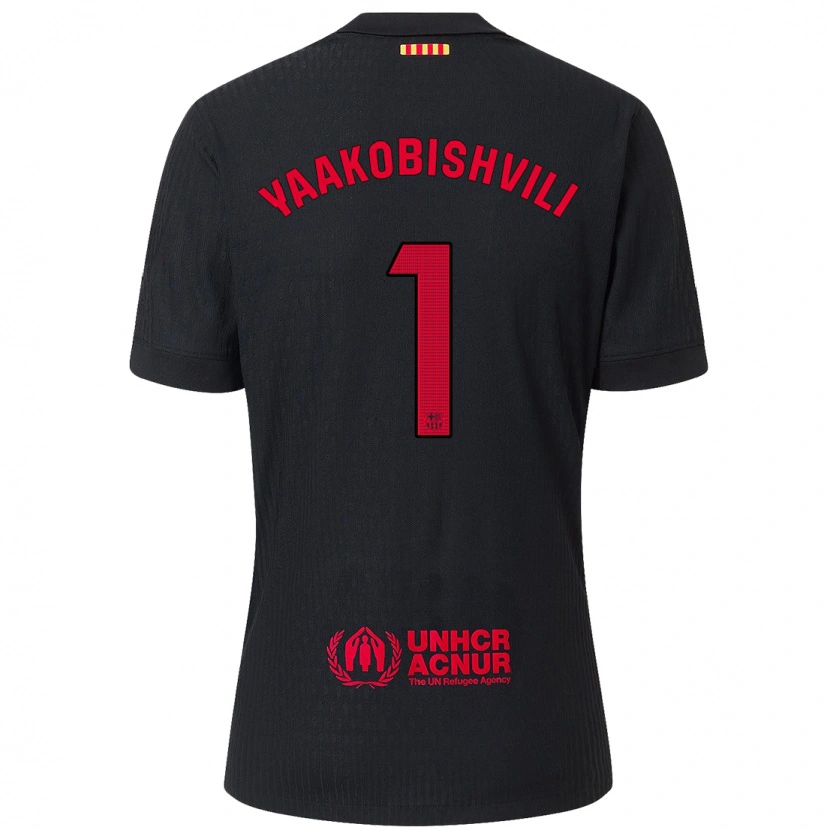 Danxen Barn Áron Yaakobishvili #1 Svart Röd Bortatröja Matchtröjor 2024/25 Tröjor T-Tröja