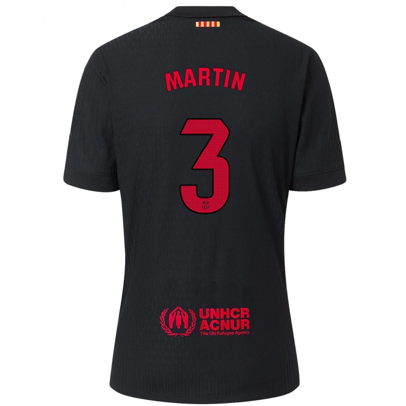 Danxen Barn Gerard Martín #3 Svart Röd Bortatröja Matchtröjor 2024/25 Tröjor T-Tröja