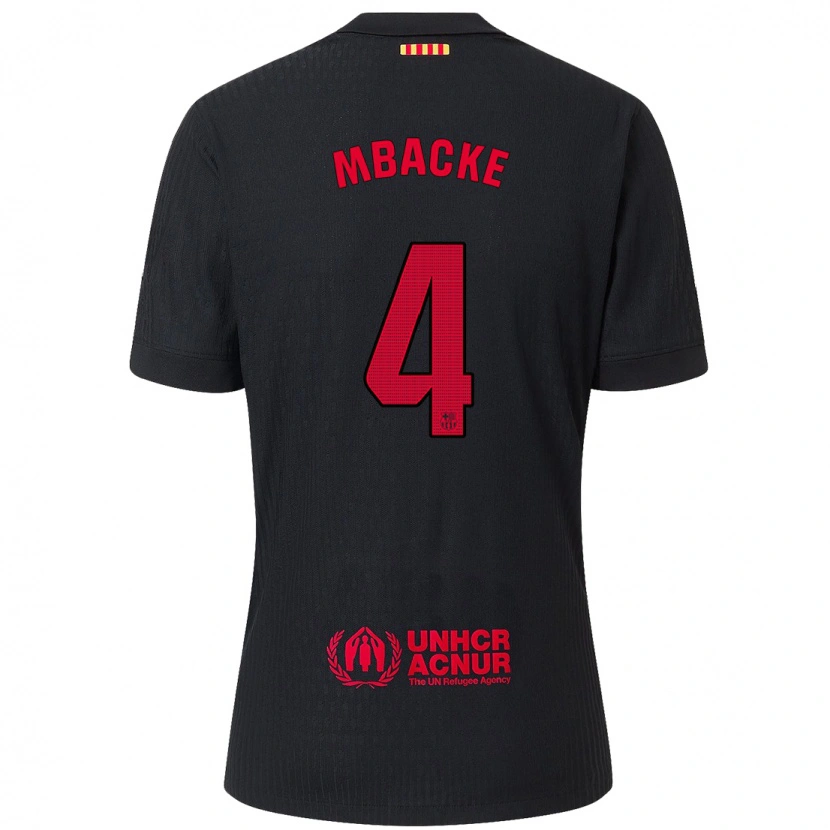 Danxen Barn Mamadou Mbacke #4 Svart Röd Bortatröja Matchtröjor 2024/25 Tröjor T-Tröja