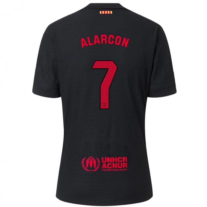 Danxen Barn Ángel Alarcón #7 Svart Röd Bortatröja Matchtröjor 2024/25 Tröjor T-Tröja