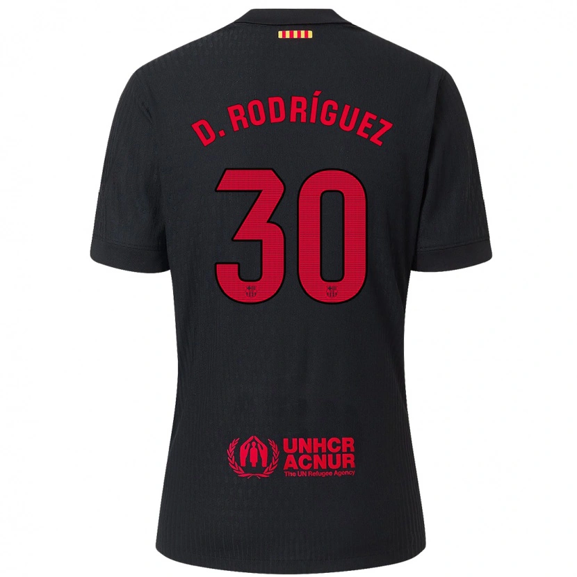 Danxen Barn Dani Rodríguez #30 Svart Röd Bortatröja Matchtröjor 2024/25 Tröjor T-Tröja