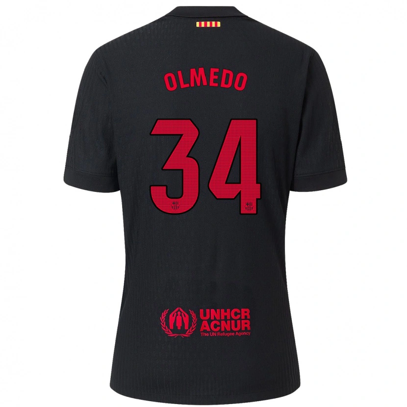 Danxen Barn Alexis Olmedo #34 Svart Röd Bortatröja Matchtröjor 2024/25 Tröjor T-Tröja