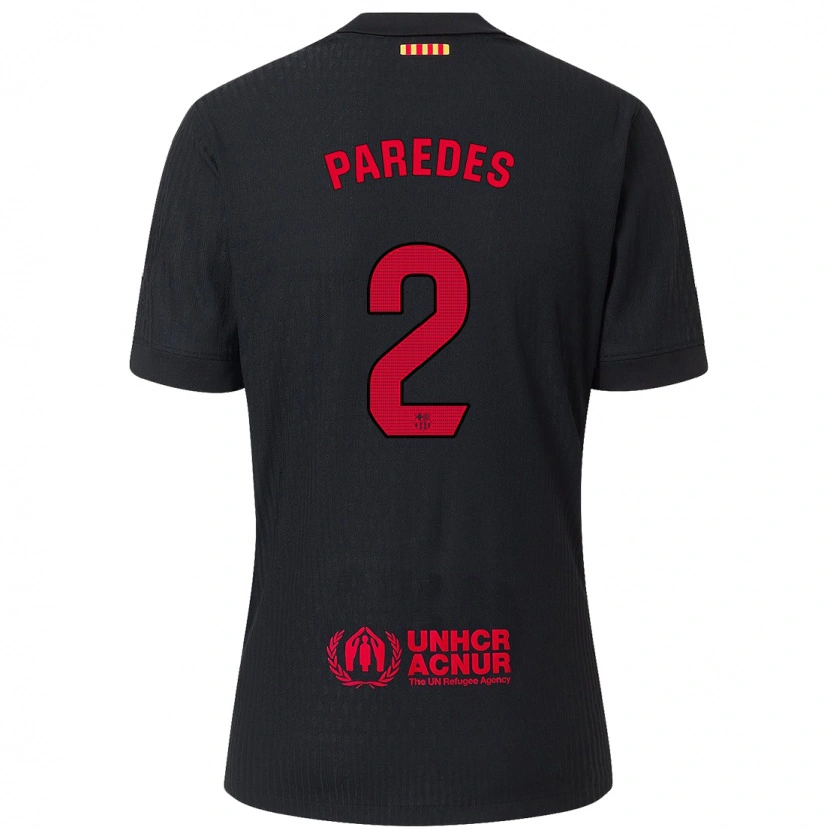 Danxen Barn Irene Paredes #2 Svart Röd Bortatröja Matchtröjor 2024/25 Tröjor T-Tröja