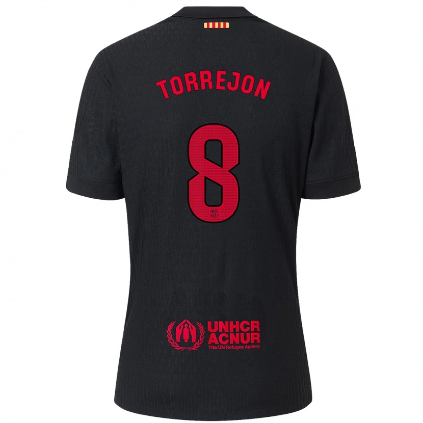 Danxen Barn Marta Torrejón #8 Svart Röd Bortatröja Matchtröjor 2024/25 Tröjor T-Tröja