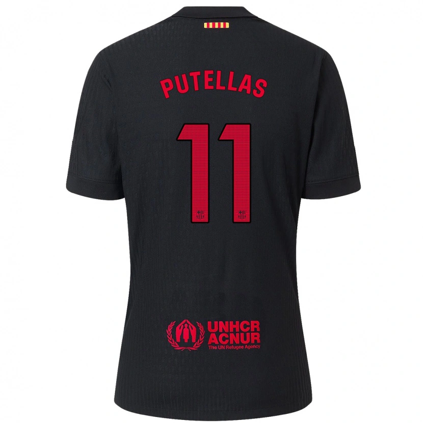 Danxen Barn Alexia Putellas #11 Svart Röd Bortatröja Matchtröjor 2024/25 Tröjor T-Tröja