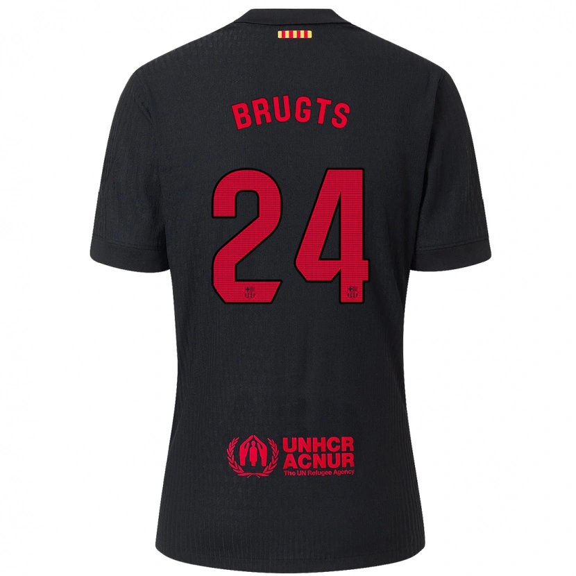 Danxen Barn Esmee Brugts #24 Svart Röd Bortatröja Matchtröjor 2024/25 Tröjor T-Tröja