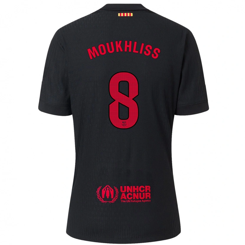 Danxen Barn Moha Moukhliss #8 Svart Röd Bortatröja Matchtröjor 2024/25 Tröjor T-Tröja