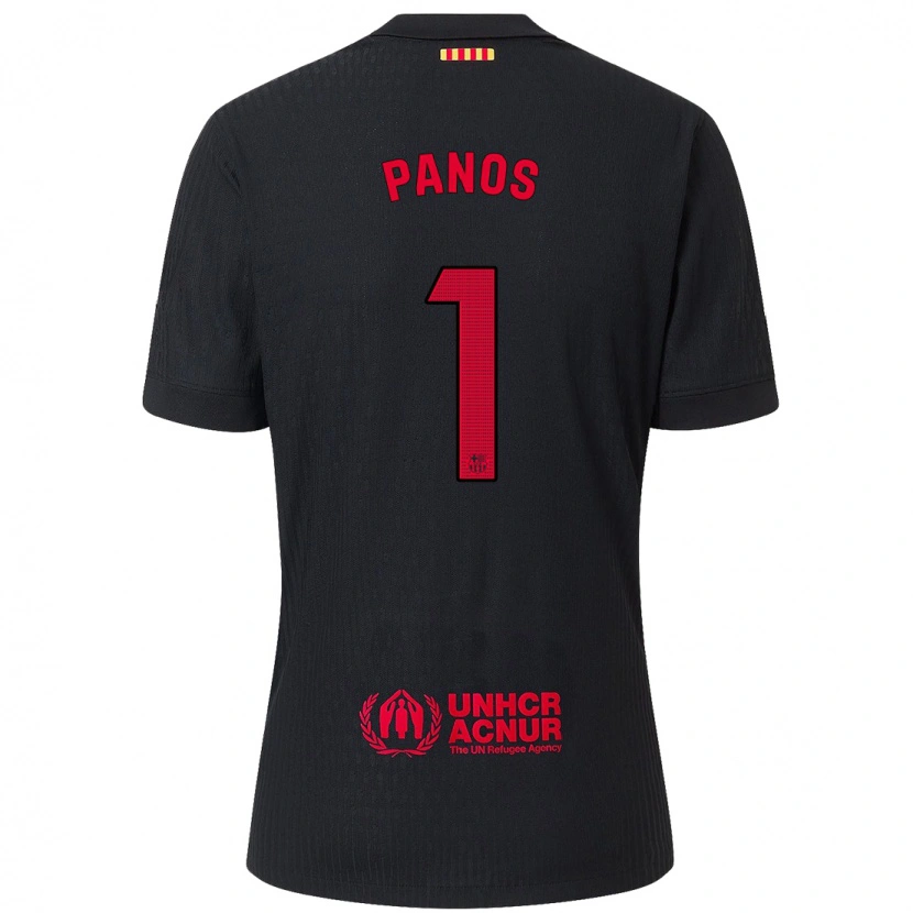 Danxen Barn Sandra Panos #1 Svart Röd Bortatröja Matchtröjor 2024/25 Tröjor T-Tröja