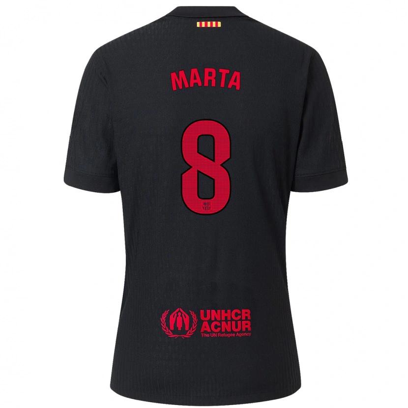 Danxen Barn Marta Torrejon #8 Svart Röd Bortatröja Matchtröjor 2024/25 Tröjor T-Tröja