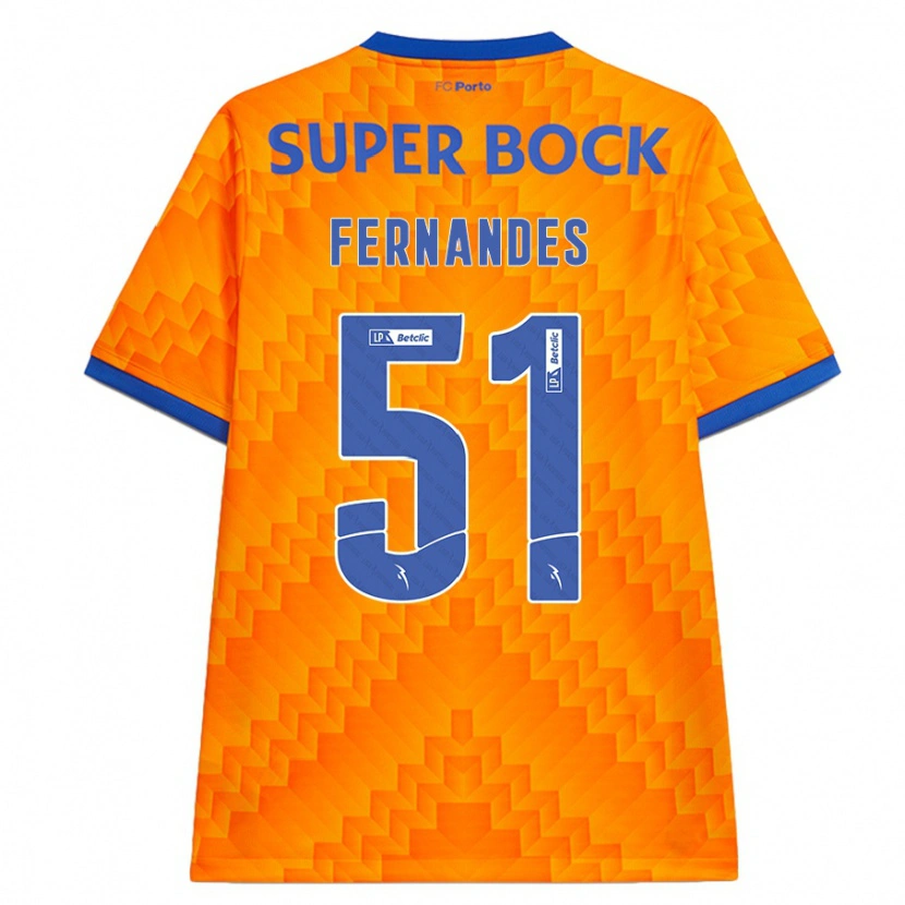 Danxen Barn Diogo Fernandes #51 Orange Bortatröja Matchtröjor 2024/25 Tröjor T-Tröja